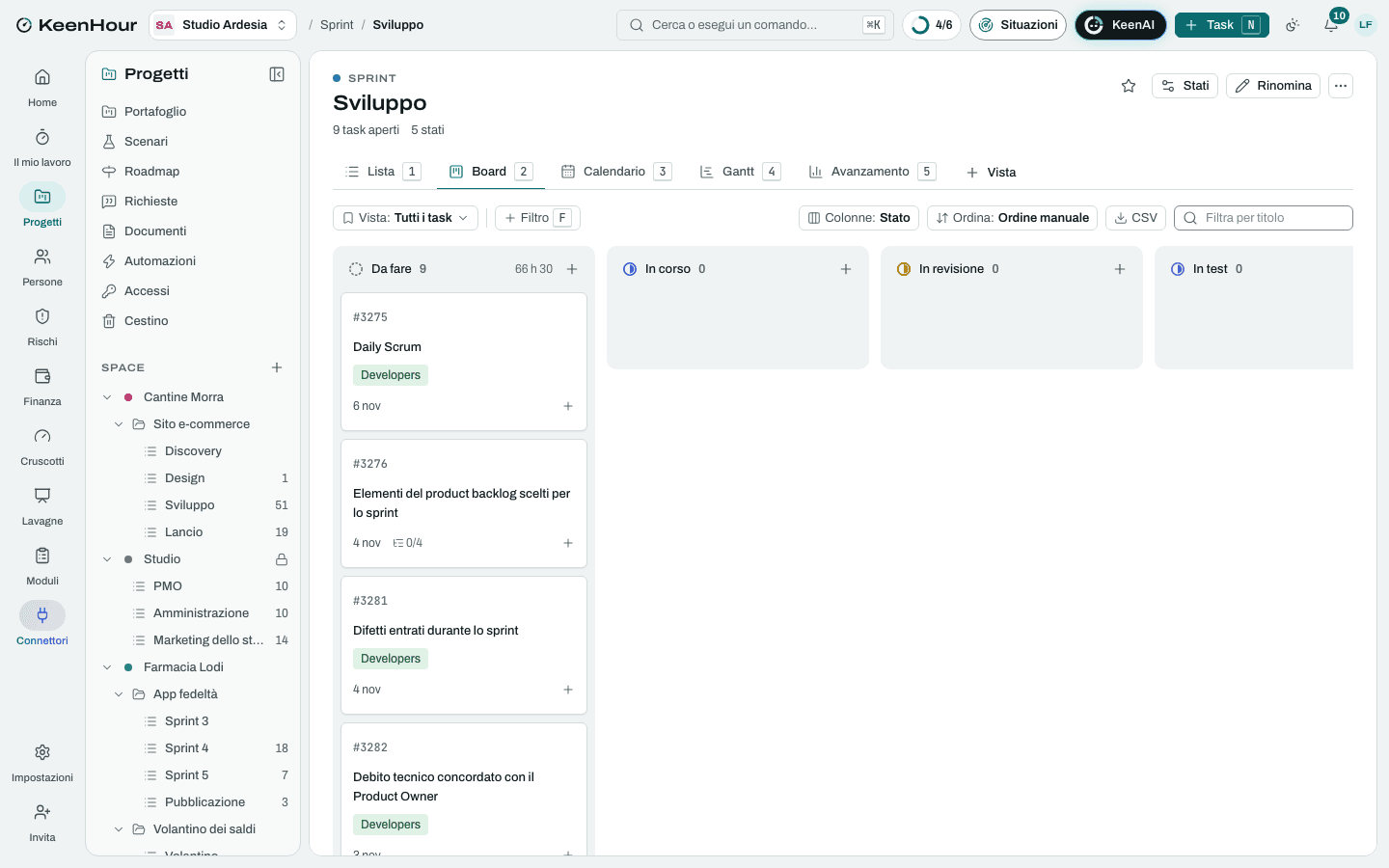 Lo Space «Sprint» in KeenHour: la board del modello