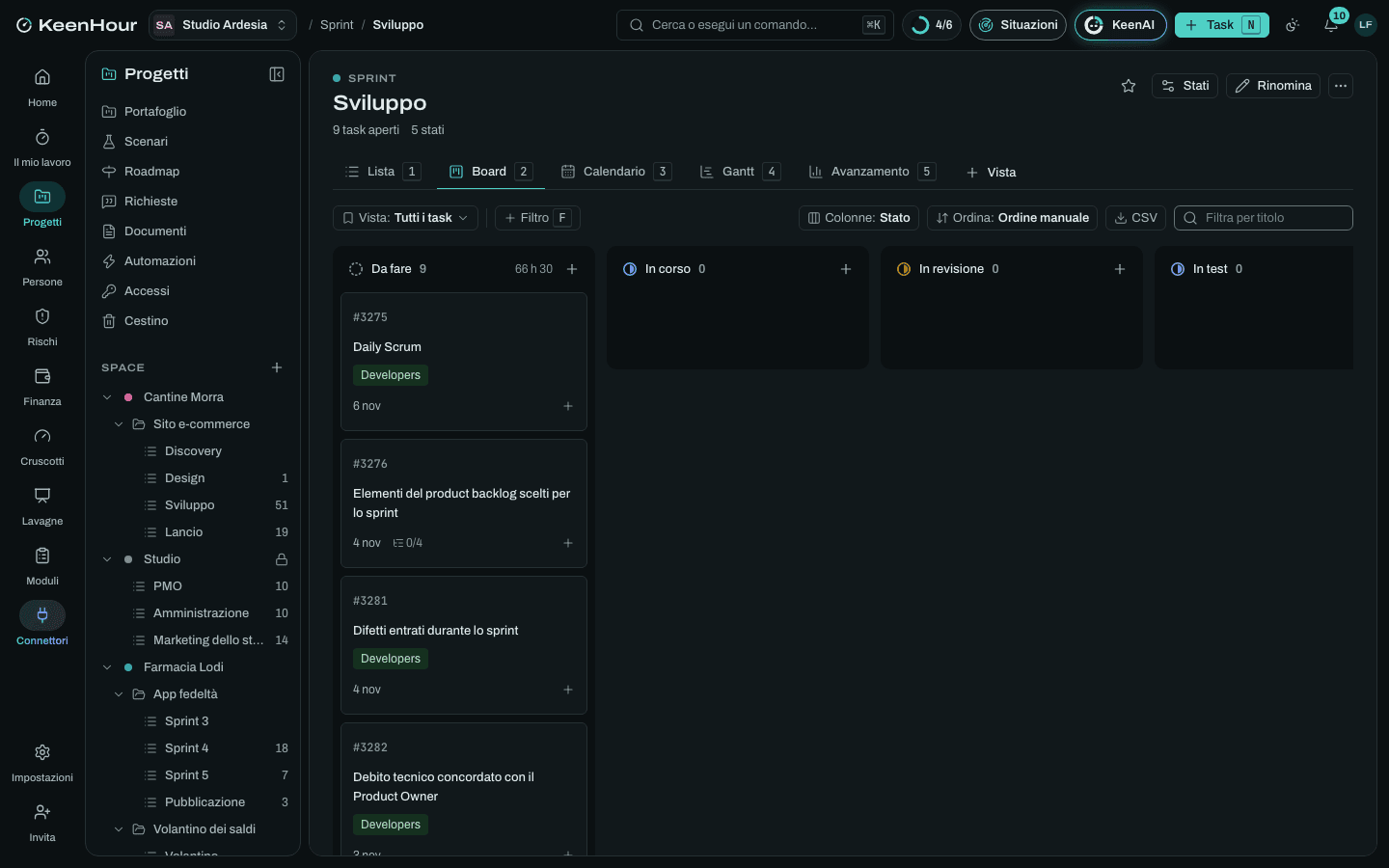 Lo Space «Sprint» in KeenHour: la board del modello
